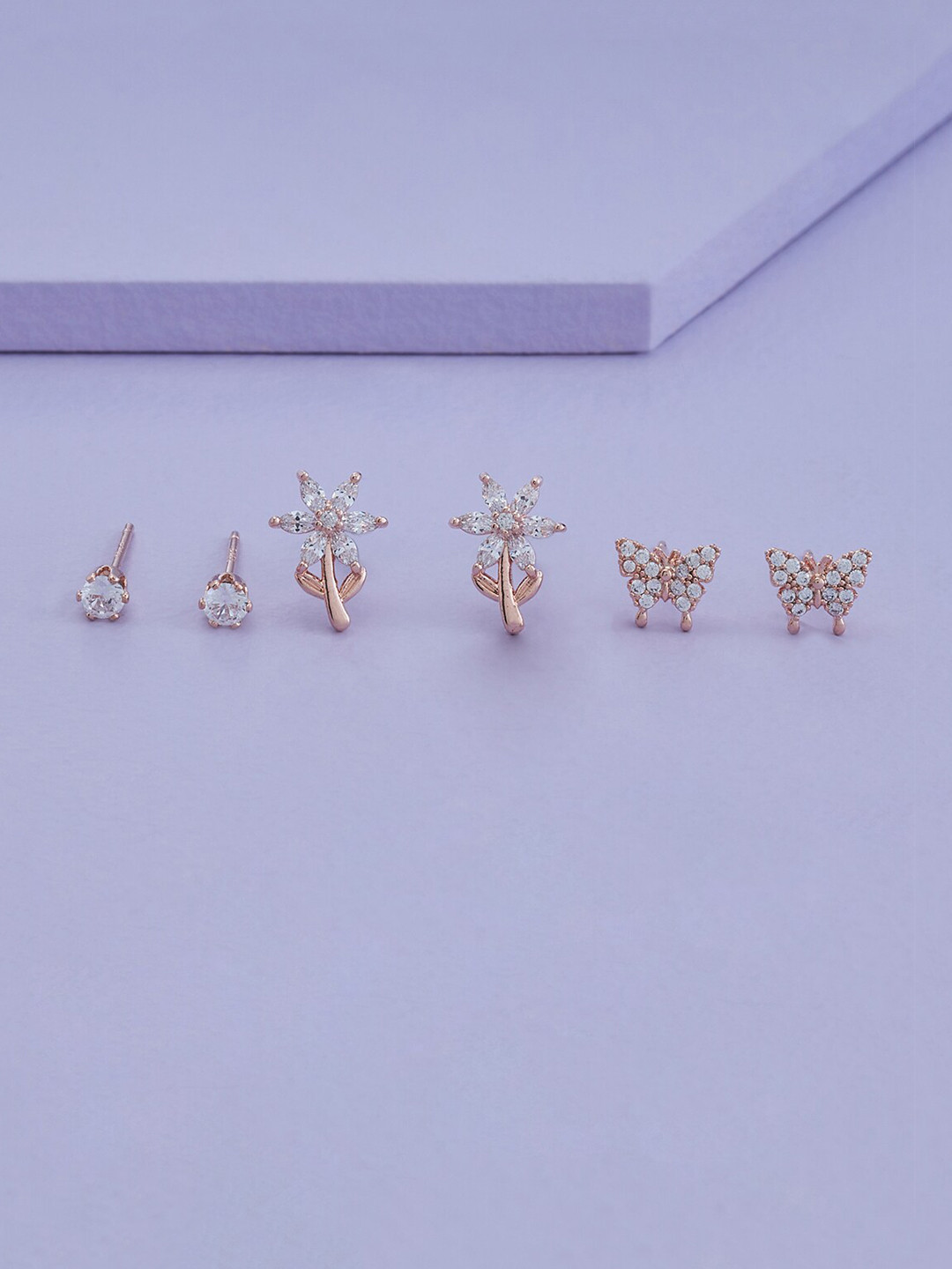 Kushal's Fashion Jewellery Set Of 3 Rose Gold-Plated Contemporary Studs Earrings, White
Kushal's Fashion Jewellery Set Of 3 Rose Gold-Plated Contemporary Studs Earrings, White