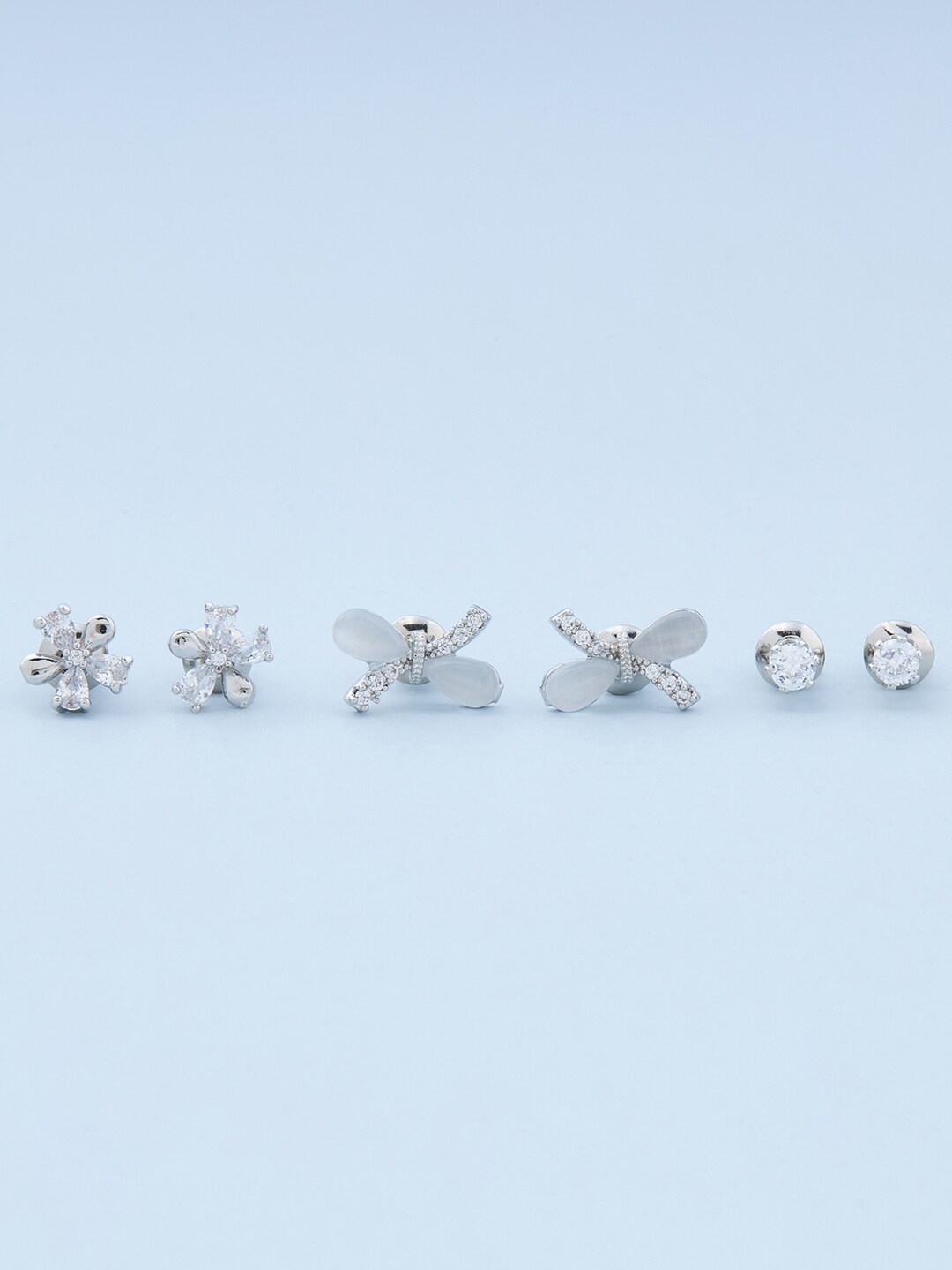 Kushal's Fashion Jewellery Set Of 3 Rhodium Plated Contemporary Studs Earrings, Silver
Kushal's Fashion Jewellery Set Of 3 Rhodium Plated Contemporary Studs Earrings, Silver