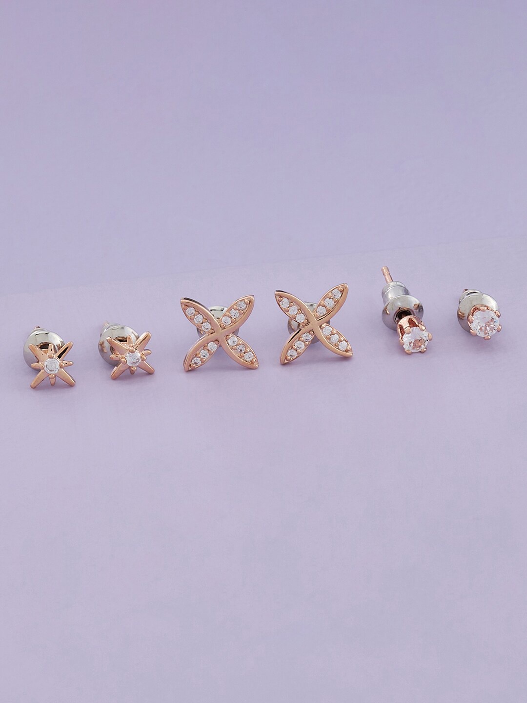 Kushal's Fashion Jewellery Set Of 3 Rose-Gold Plated Contemporary Studs Earrings, White
Kushal's Fashion Jewellery Set Of 3 Rose-Gold Plated Contemporary Studs Earrings, White