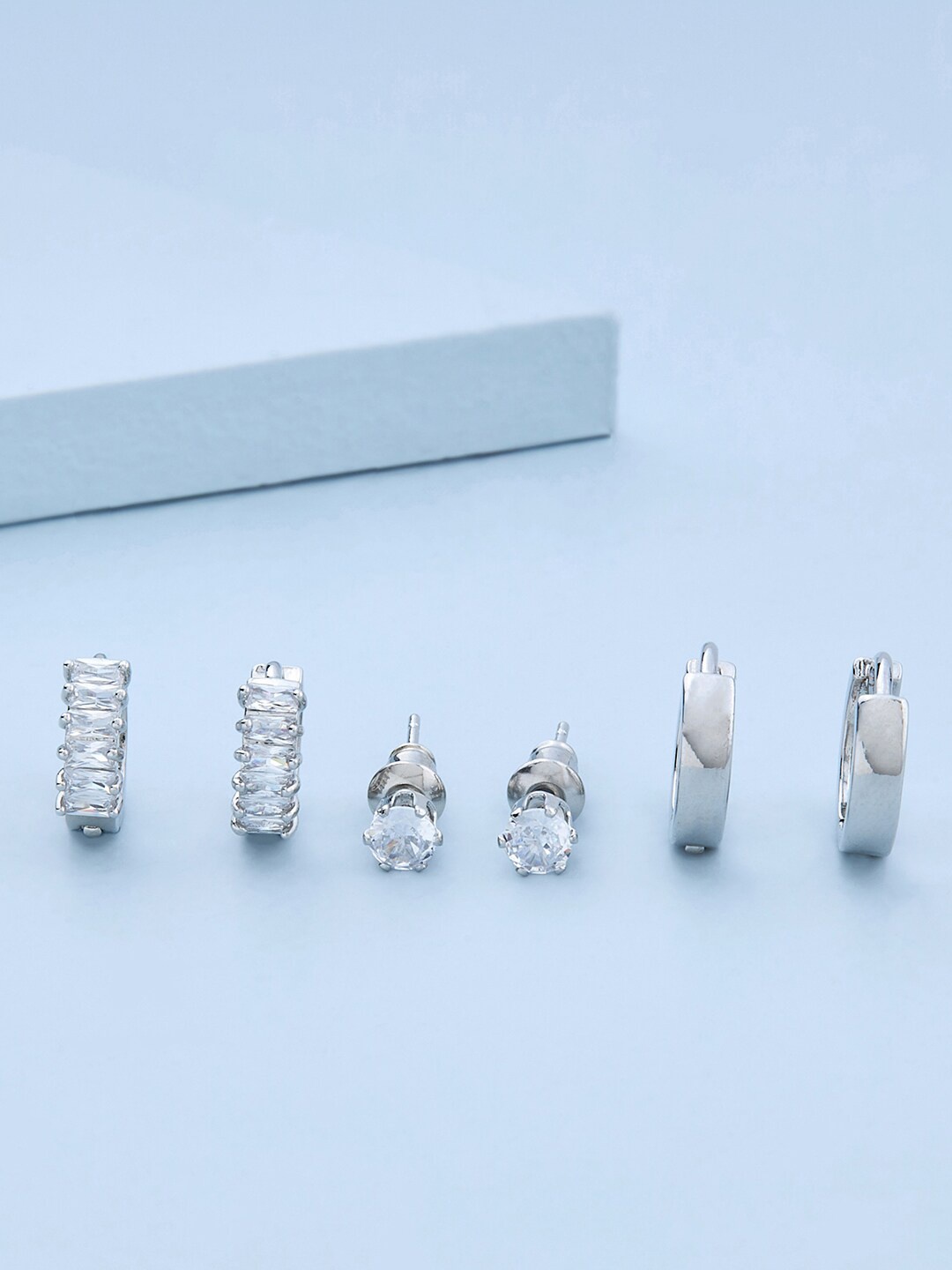 Kushal's Fashion Jewellery Set Of 3 Rhodium-Plated Contemporary Studs Earrings, White
Kushal's Fashion Jewellery Set Of 3 Rhodium-Plated Contemporary Studs Earrings, White