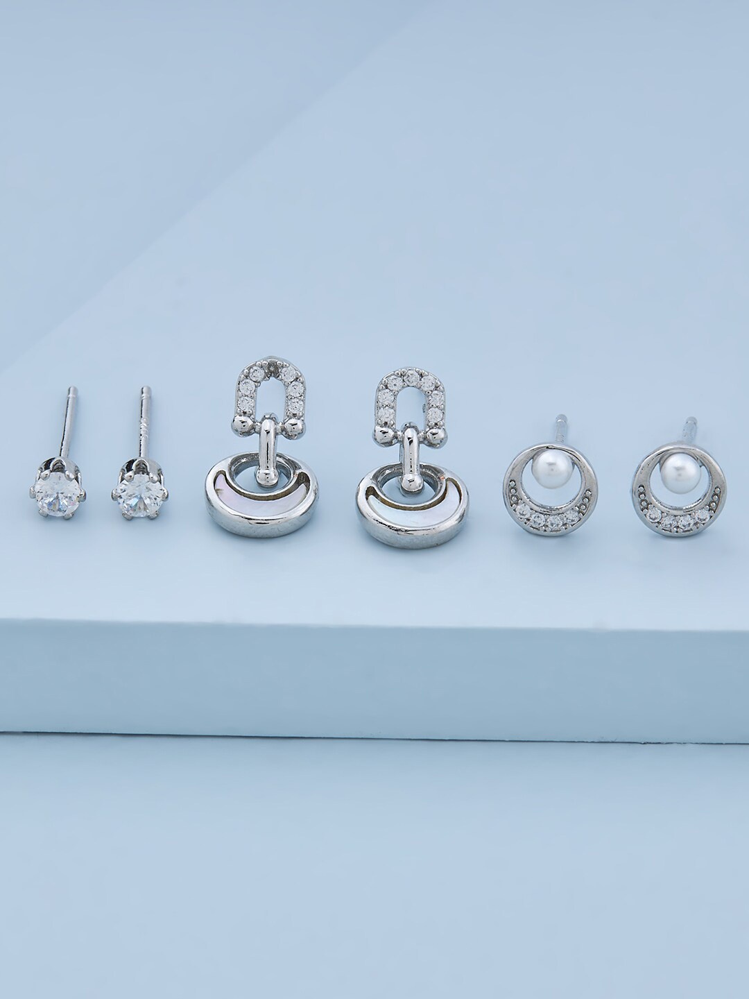 Kushal's Fashion Jewellery Set Of 3 Rhodium-Plated Contemporary Studs Earrings, White
Kushal's Fashion Jewellery Set Of 3 Rhodium-Plated Contemporary Studs Earrings, White