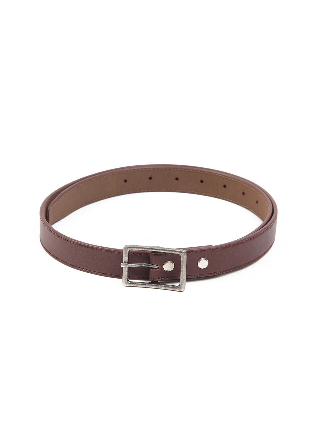 Calvadoss Girls Textured Tang Slim Belt, Brown