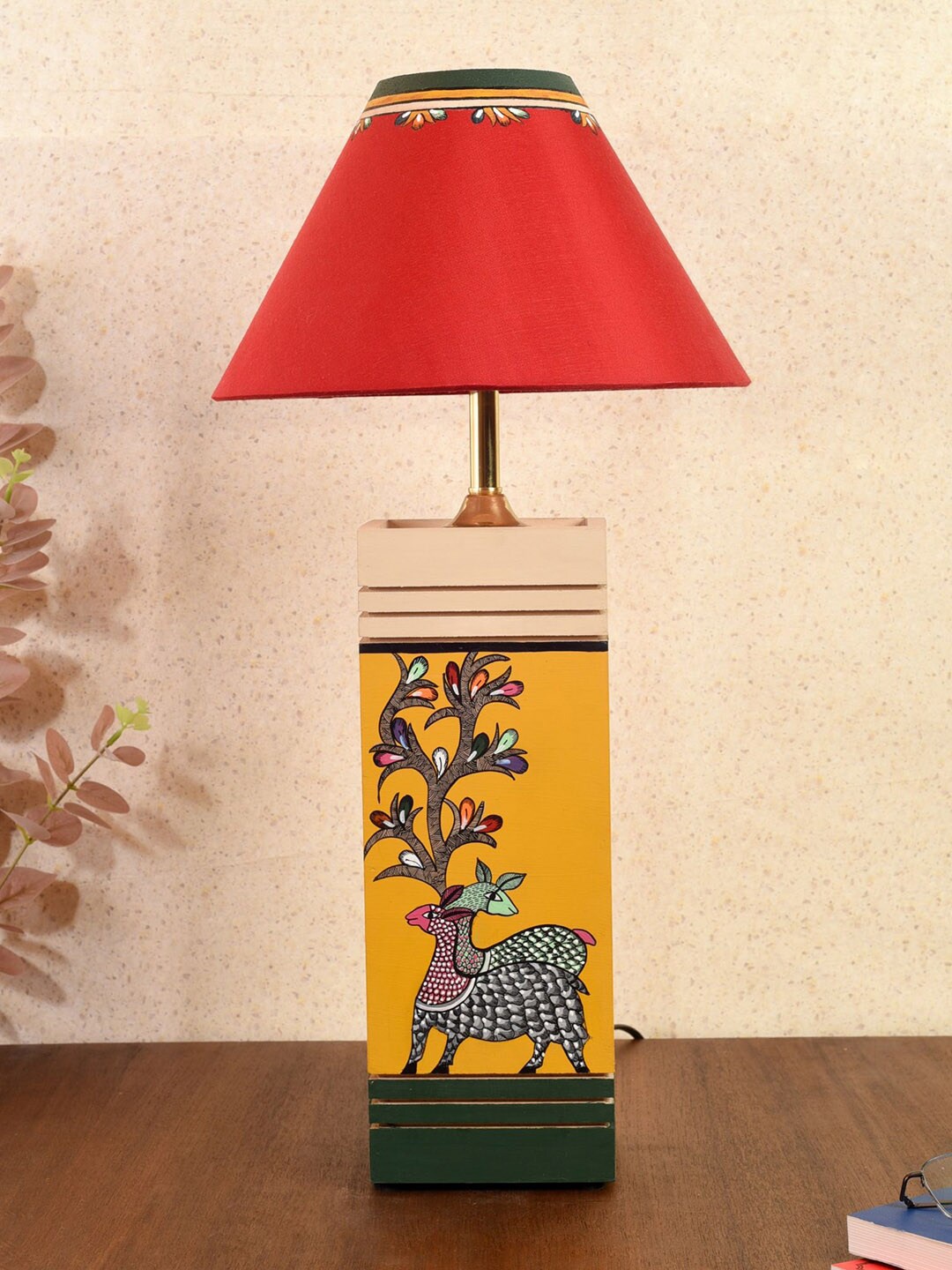 AAKRITI ART CREATIONS Monsoon Yellow & Red Wooden Dancing Deer Design Table Lamp With Shade
AAKRITI ART CREATIONS Monsoon Yellow & Red Wooden Dancing Deer Design Table Lamp With Shade