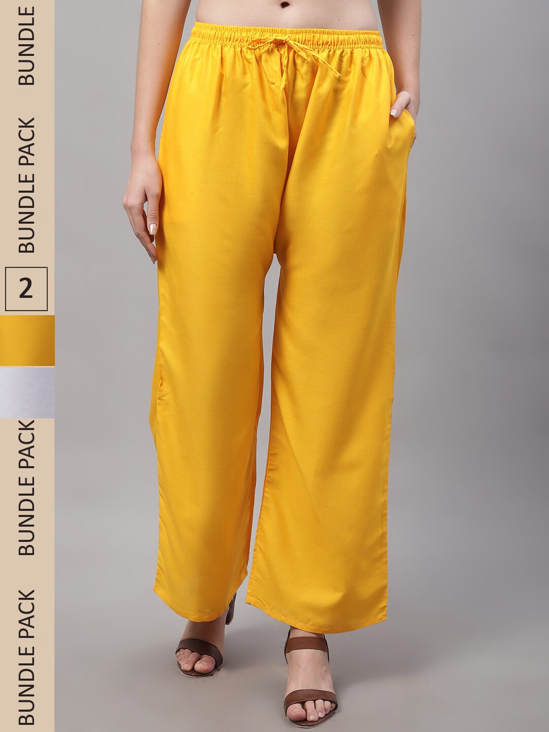 GRACIT Women White and Yellow Pack of 2 Knitted ethnic Palazzos with side pocket
GRACIT Women White and Yellow Pack of 2 Knitted ethnic Palazzos with side pocket