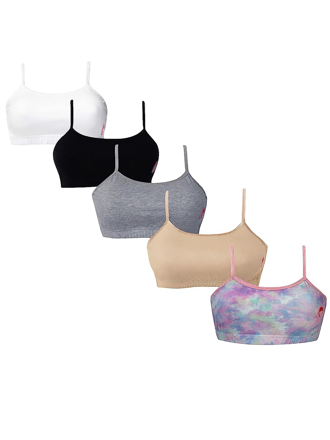 DChica Girls Pack Of 5 Printed Full Coverage All Day Comfort Cotton Everyday Bras, Purple
DChica Girls Pack Of 5 Printed Full Coverage All Day Comfort Cotton Everyday Bras, Purple