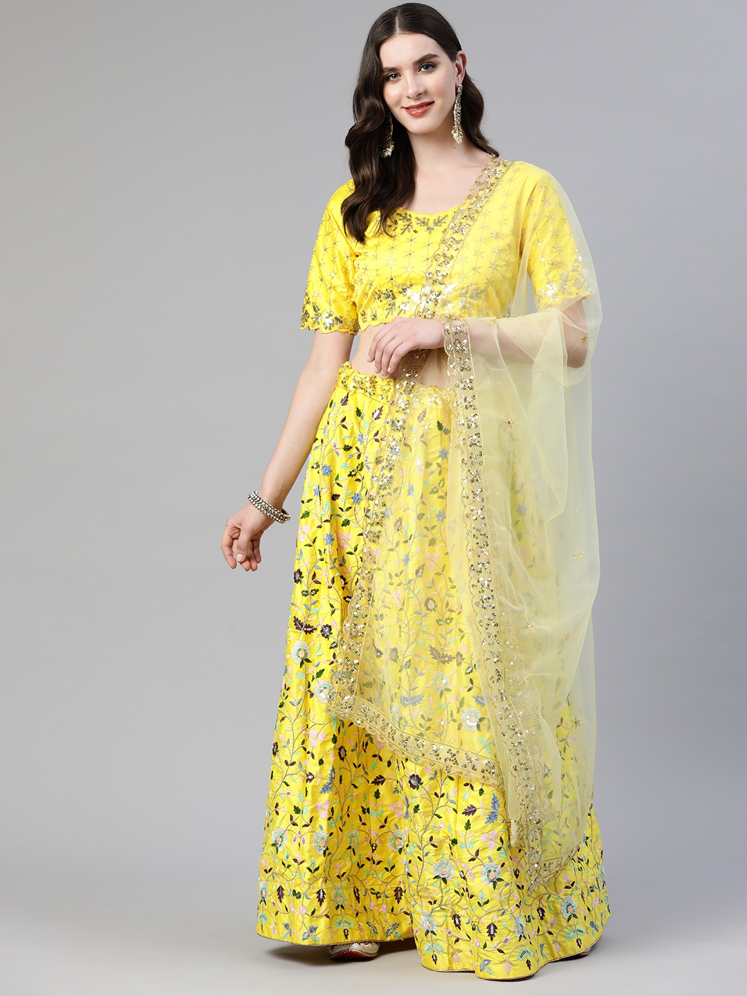 Readiprint Fashions Embroidered Sequinned Unstitched Lehenga & Blouse With Dupatta, Yellow
Readiprint Fashions Embroidered Sequinned Unstitched Lehenga & Blouse With Dupatta, Yellow