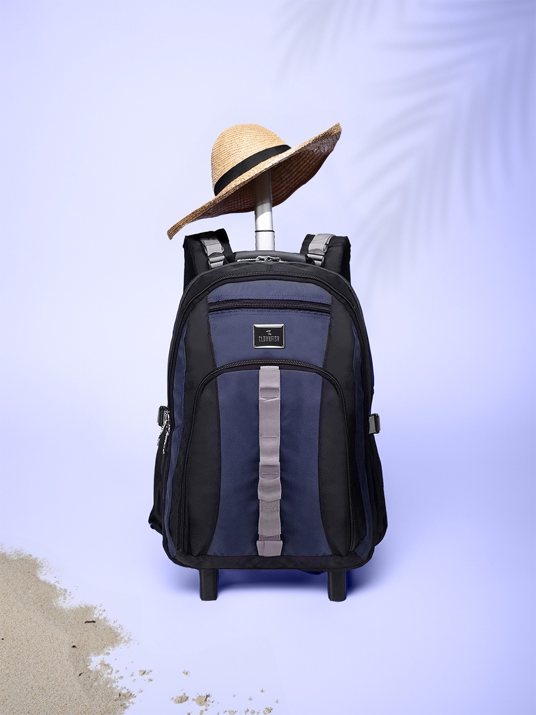 THE CLOWNFISH Water Resistant Two Wheel Laptop Trolley Backpack With Compression Straps, Navy blue
THE CLOWNFISH Water Resistant Two Wheel Laptop Trolley Backpack With Compression Straps, Navy blue