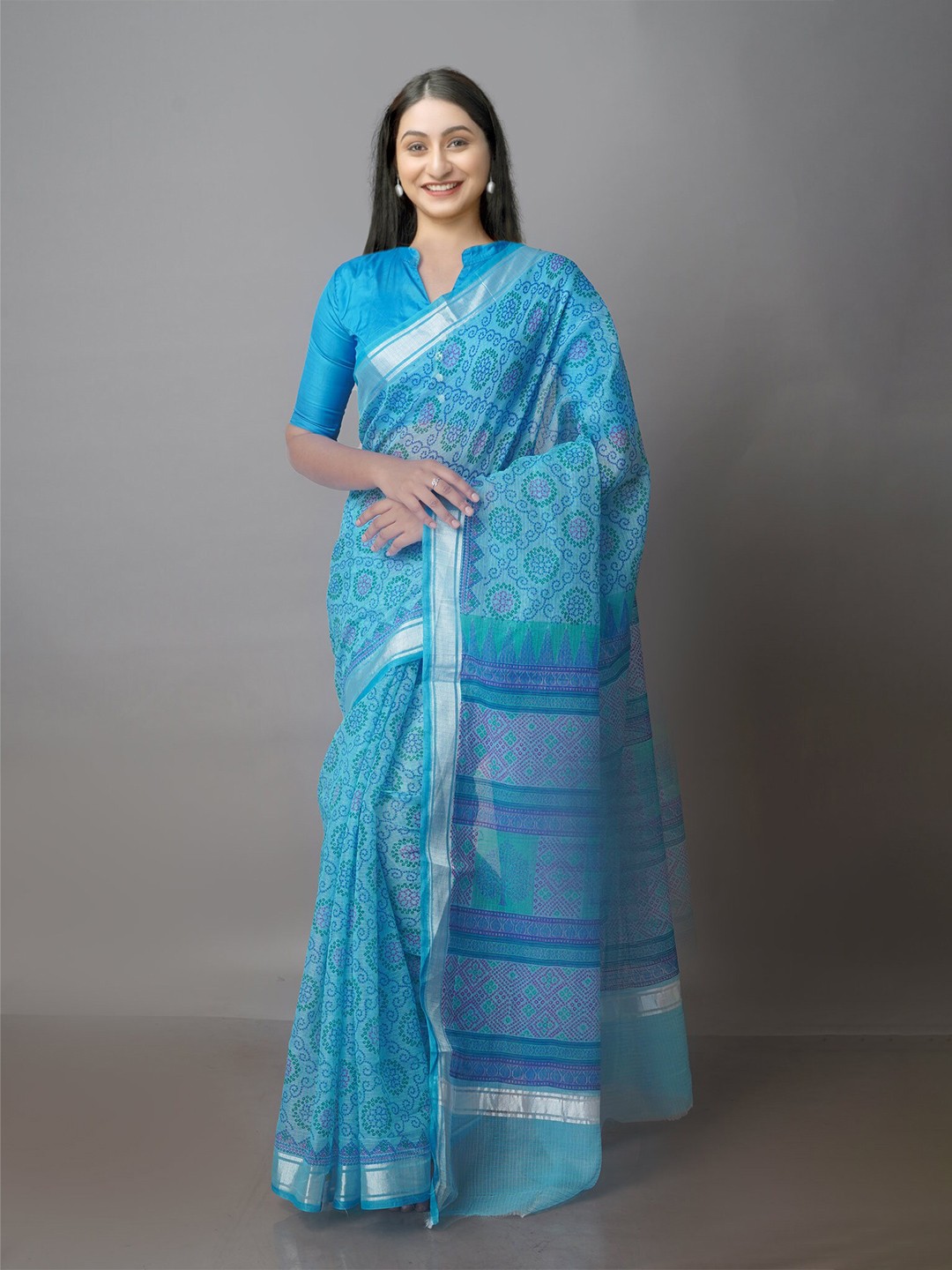 Unnati Silks Ethnic Motifs Block Printed Zari Pure Cotton Handloom Kota Saree, Blue
Unnati Silks Ethnic Motifs Block Printed Zari Pure Cotton Handloom Kota Saree, Blue