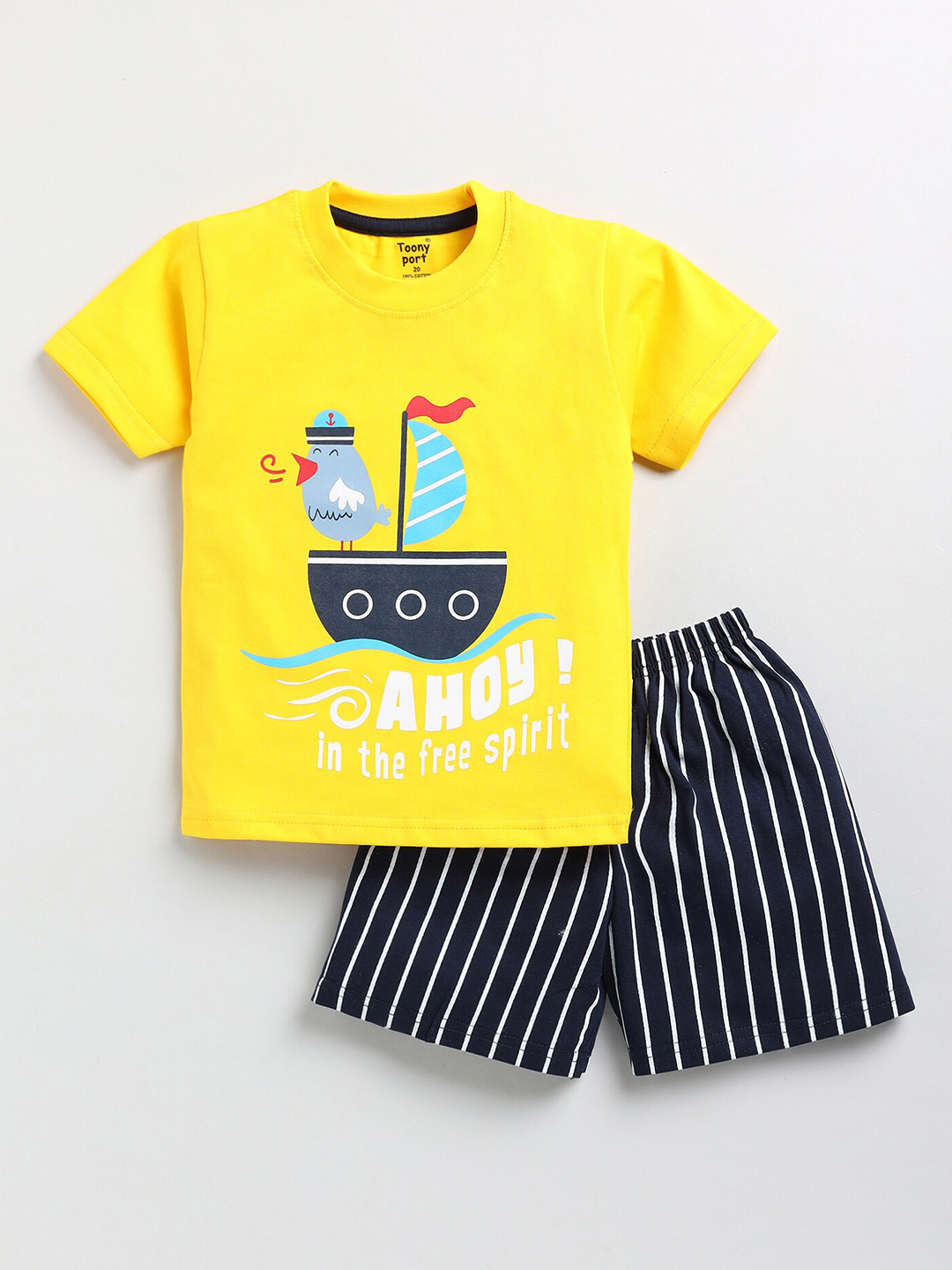 Toonyport Boys Printed Pure Cotton Round Neck T-shirt with Shorts Clothing Set, Yellow
Toonyport Boys Printed Pure Cotton Round Neck T-shirt with Shorts Clothing Set, Yellow