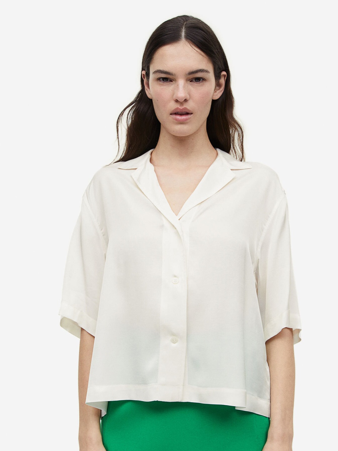 H&M Boxy Viscose Blouse, White
