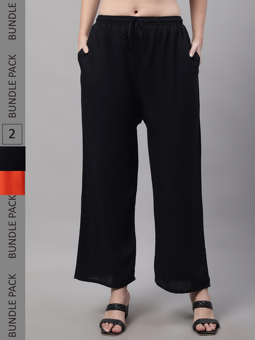 Jinfo Women Pack Of 2 Ethnic Knitted Flared Palazzos, Black
Jinfo Women Pack Of 2 Ethnic Knitted Flared Palazzos, Black