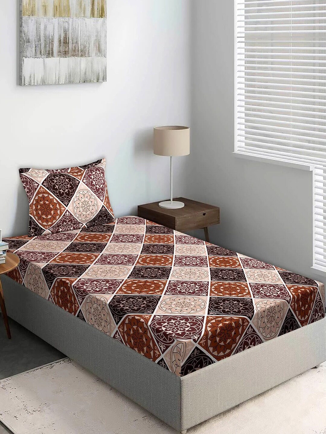 Kuber Industries Cotton Geometric Print 210 TC Single Bedsheet With 1 Pillow Covers, Brown
Kuber Industries Cotton Geometric Print 210 TC Single Bedsheet With 1 Pillow Covers, Brown