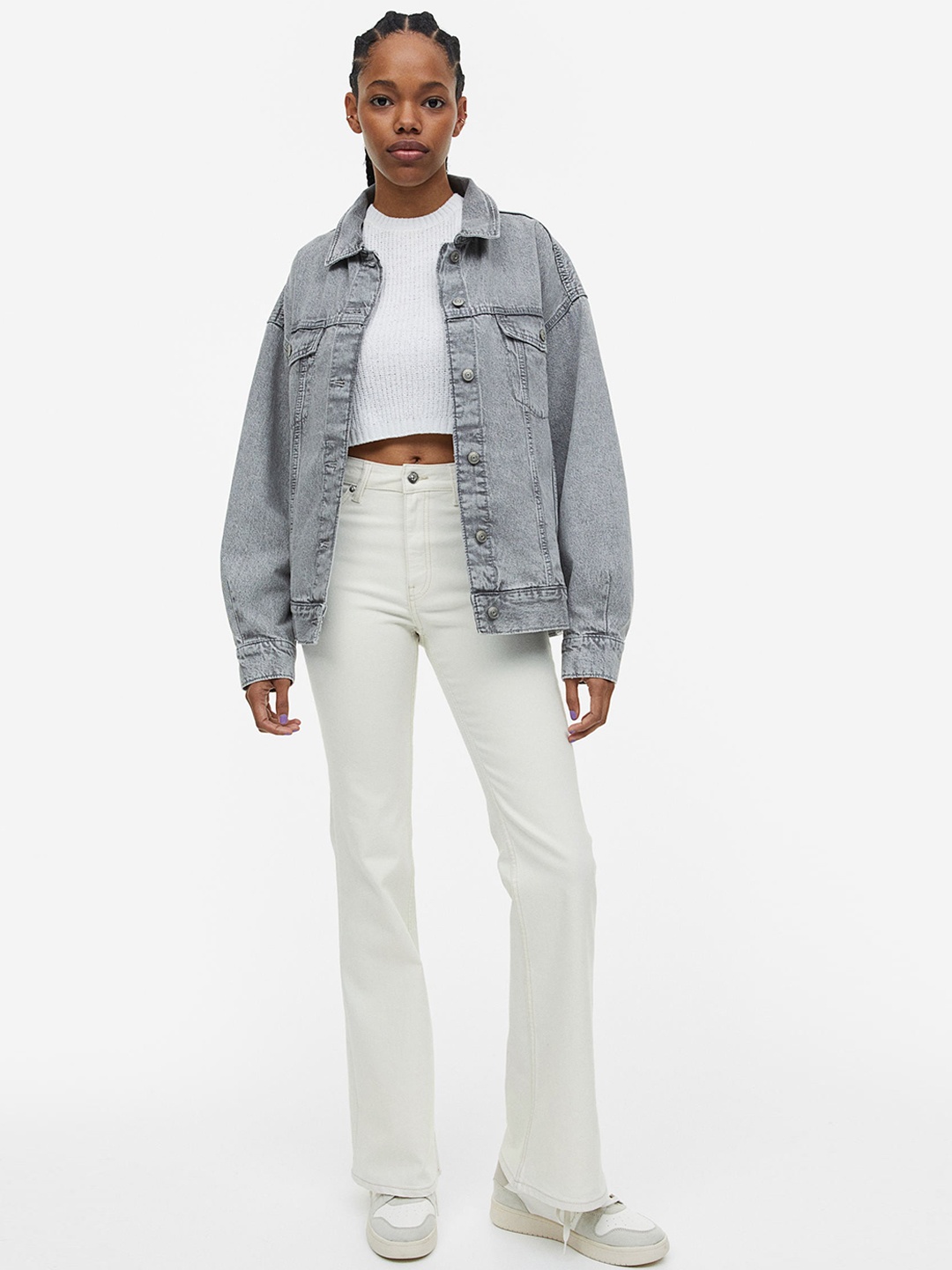 H&M Women Flared High Jeans, White