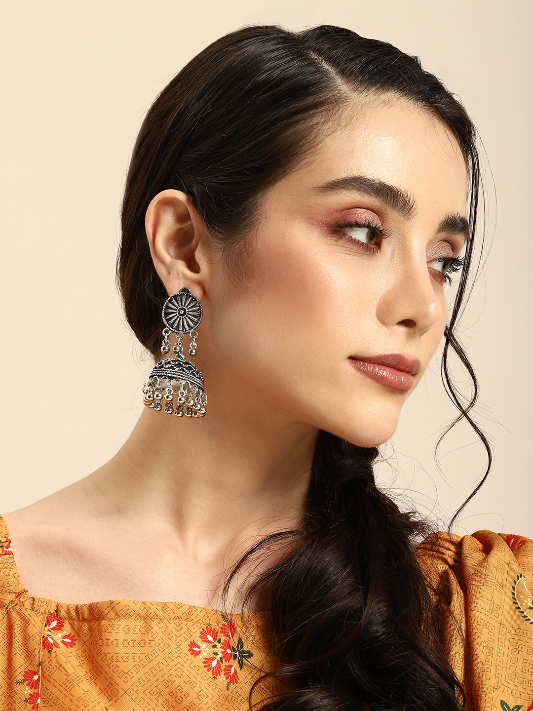 Anouk Dome Shaped Oxidied Jhumkas, Silver
Anouk Dome Shaped Oxidied Jhumkas, Silver