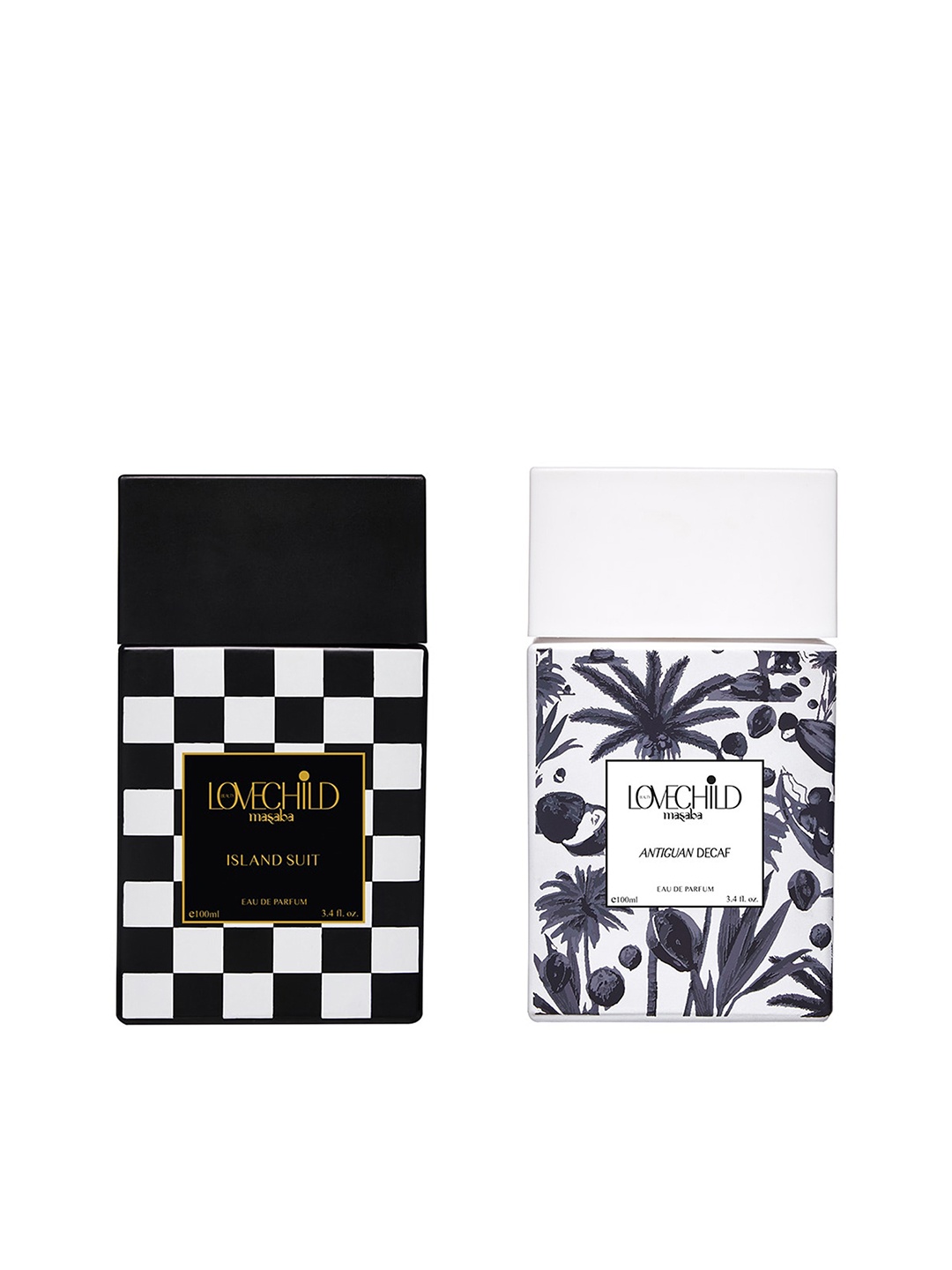 Lovechild Masaba Men Island Suit Eau De Parfum & Women Antiguan Decaf EDP - 100ml Each, Black
Lovechild Masaba Men Island Suit Eau De Parfum & Women Antiguan Decaf EDP - 100ml Each, Black