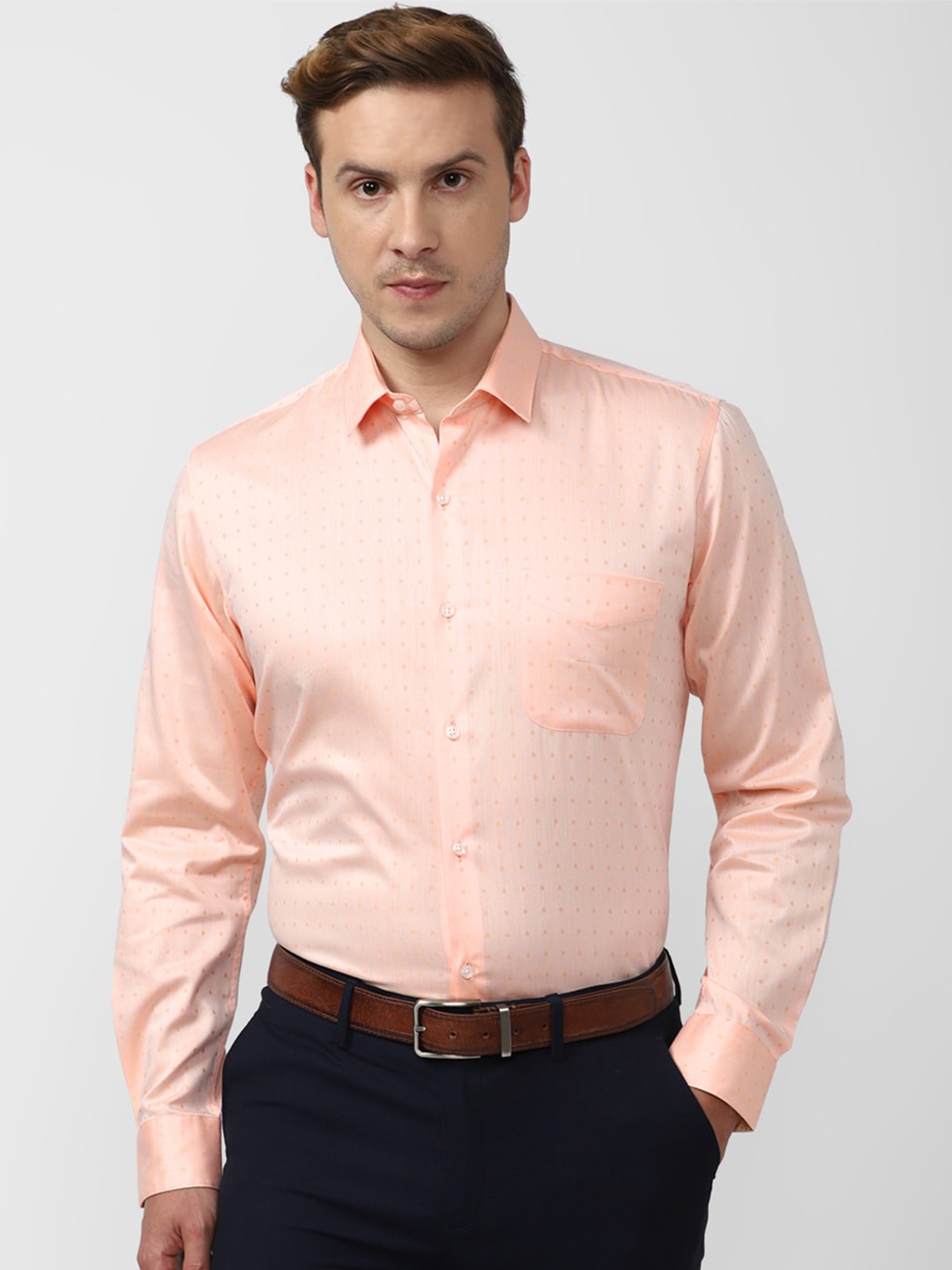 Peter England Micro Ditsy Printed Spread Collar Pure Cotton Slim Fit Formal Shirt, Peach
Peter England Micro Ditsy Printed Spread Collar Pure Cotton Slim Fit Formal Shirt, Peach