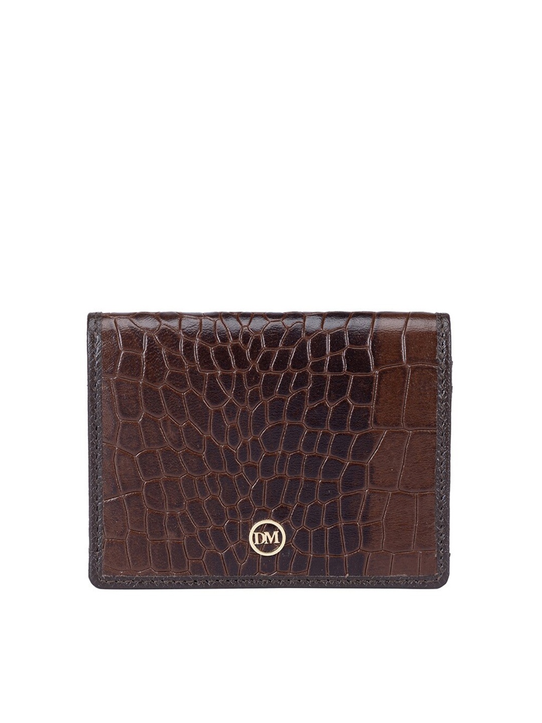 Da Milano Textured Leather Two Fold Wallet, Brown