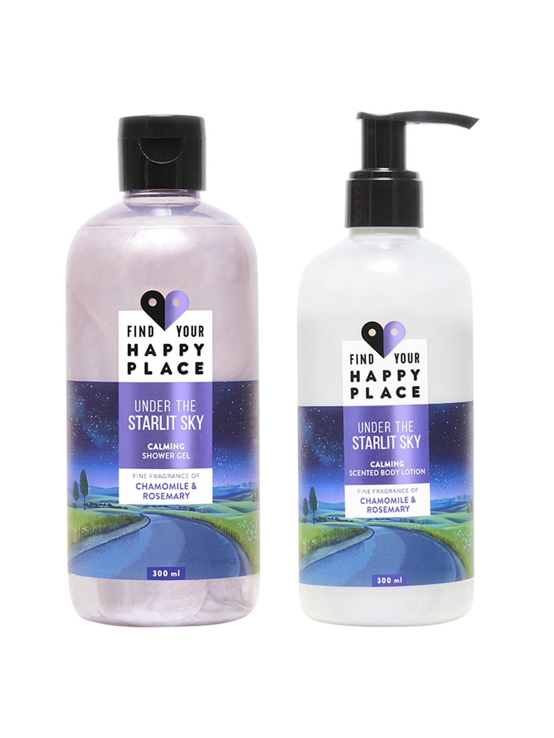 FIND YOUR HAPPY PLACE Under The Starlit Sky Calming Shower Gel + Body Lotion - 300 ml Each, Blue
FIND YOUR HAPPY PLACE Under The Starlit Sky Calming Shower Gel + Body Lotion - 300 ml Each, Blue
