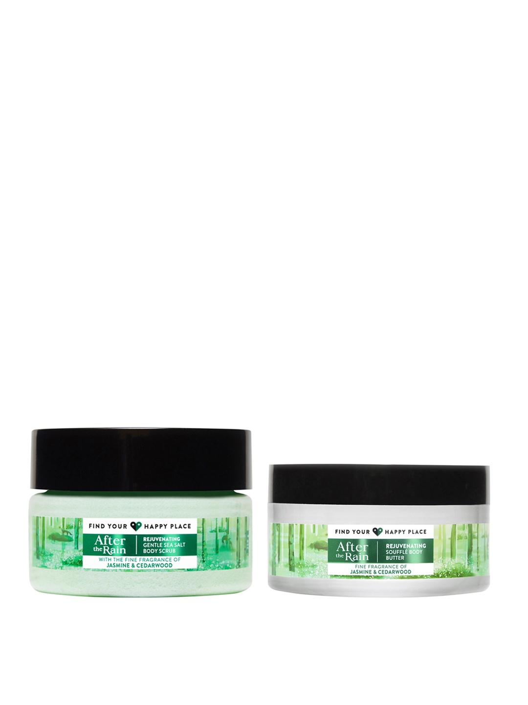 FIND YOUR HAPPY PLACE After The Rain Rejuvenating Gentle Sea Salt Body Scrub + Body Butter, Green
FIND YOUR HAPPY PLACE After The Rain Rejuvenating Gentle Sea Salt Body Scrub + Body Butter, Green