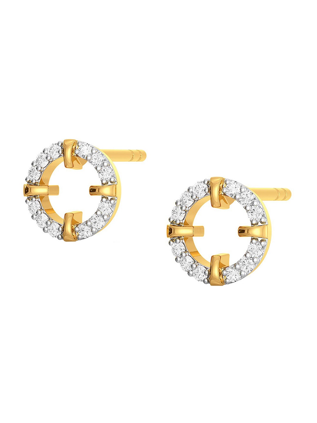 MELORRA Bull's Eye Diamond-Studded Rhodium-Plated 18KT Gold Studs Earrings- 1.57 gm
MELORRA Bull's Eye Diamond-Studded Rhodium-Plated 18KT Gold Studs Earrings- 1.57 gm
