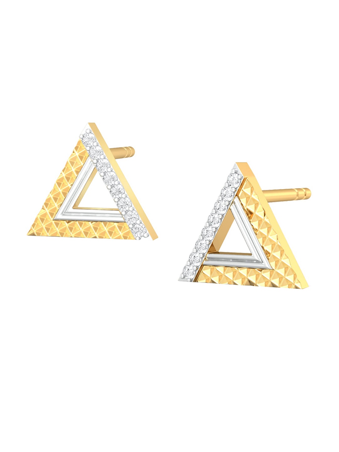 MELORRA Pyramid Play Rhodium-Plated Diamond-Studded 18KT Gold Stud Earrings-2.46gm
MELORRA Pyramid Play Rhodium-Plated Diamond-Studded 18KT Gold Stud Earrings-2.46gm