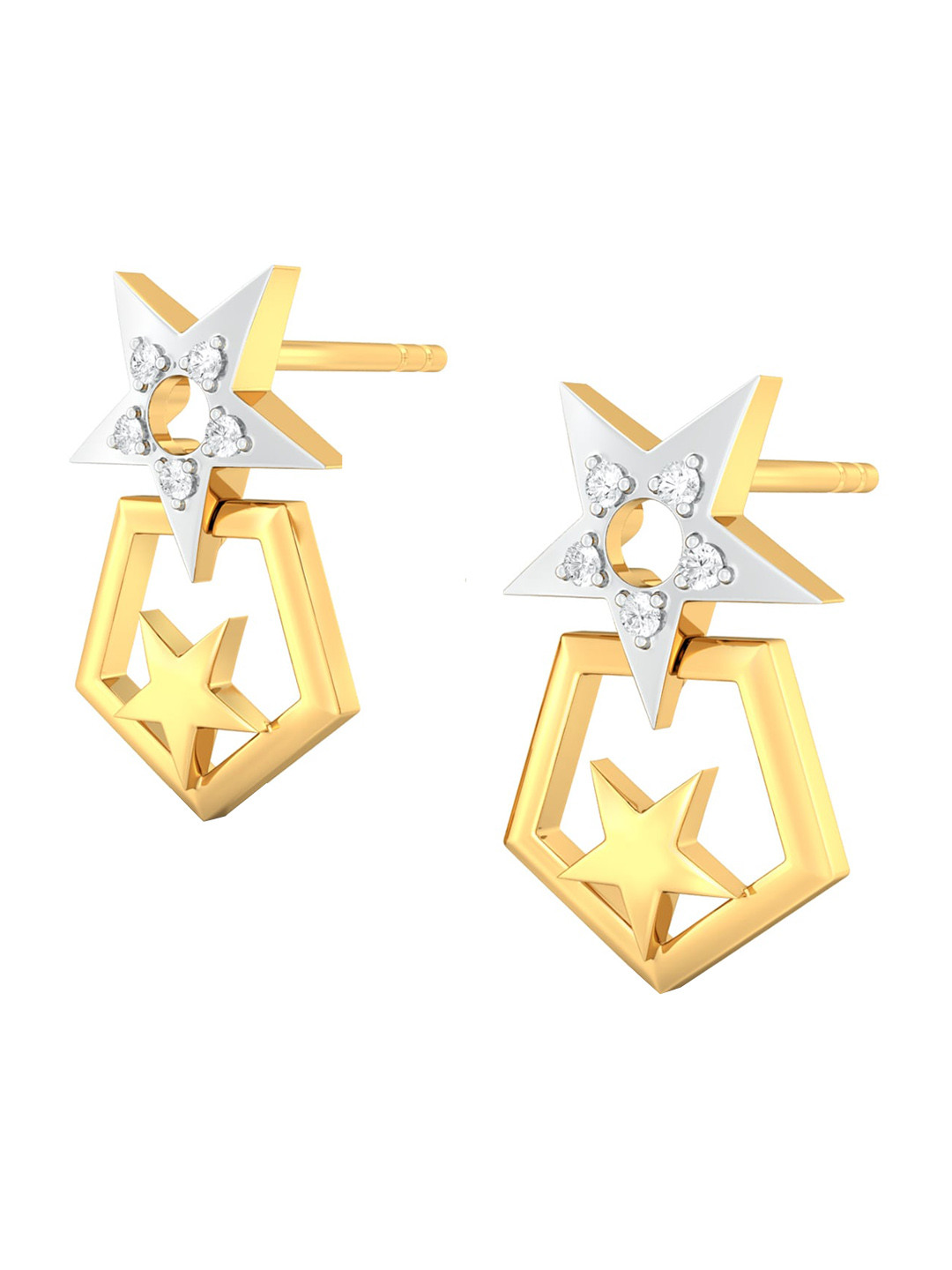 MELORRA Stars Forever Diamond-Studded Rhodium-Plated 18KT Gold Drop Earrings- 2.7 gm 
MELORRA Stars Forever Diamond-Studded Rhodium-Plated 18KT Gold Drop Earrings- 2.7 gm