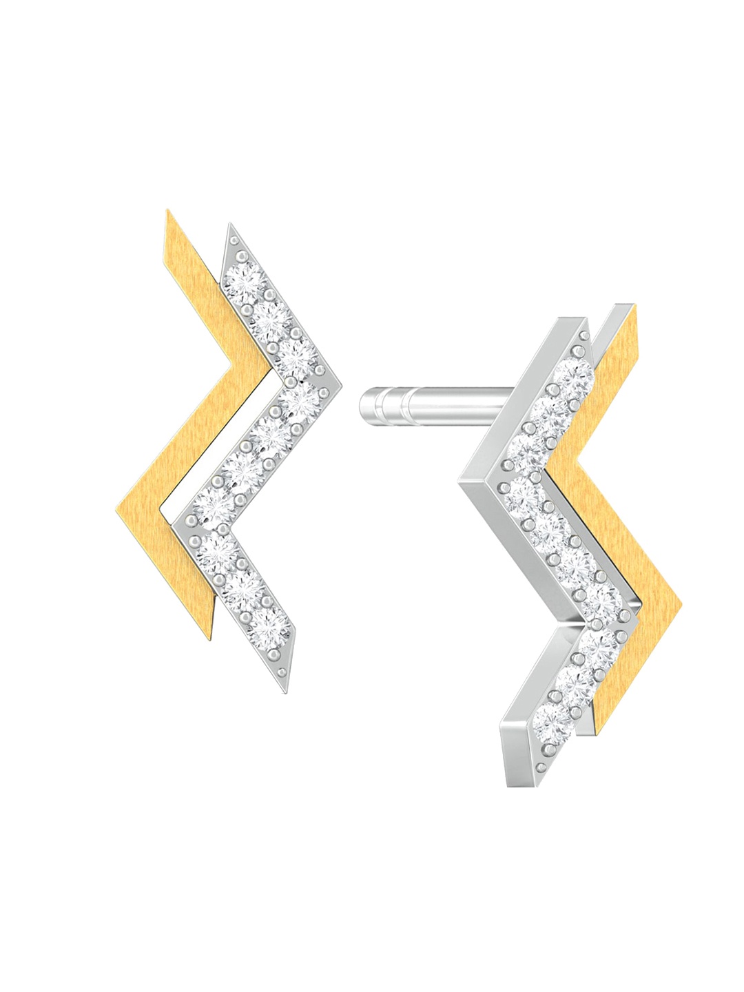 MELORRA Tribal Chevrons Rhodium-Plated Diamond- Studded 18KT Gold Stud Earrings- 3.19gm
MELORRA Tribal Chevrons Rhodium-Plated Diamond- Studded 18KT Gold Stud Earrings- 3.19gm