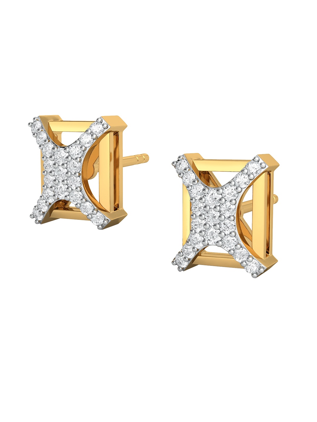 MELORRA Curvy Cross Diamond-Studded Rhodium-Plated 18KT Gold Studs Earrings- 2.63 gm
MELORRA Curvy Cross Diamond-Studded Rhodium-Plated 18KT Gold Studs Earrings- 2.63 gm