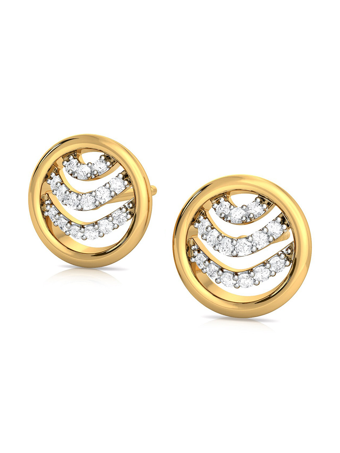 MELORRA Ripple Round Diamond-Studded Rhodium-Plated 18KT Gold Studs Earrings- 2.04 gm
MELORRA Ripple Round Diamond-Studded Rhodium-Plated 18KT Gold Studs Earrings- 2.04 gm