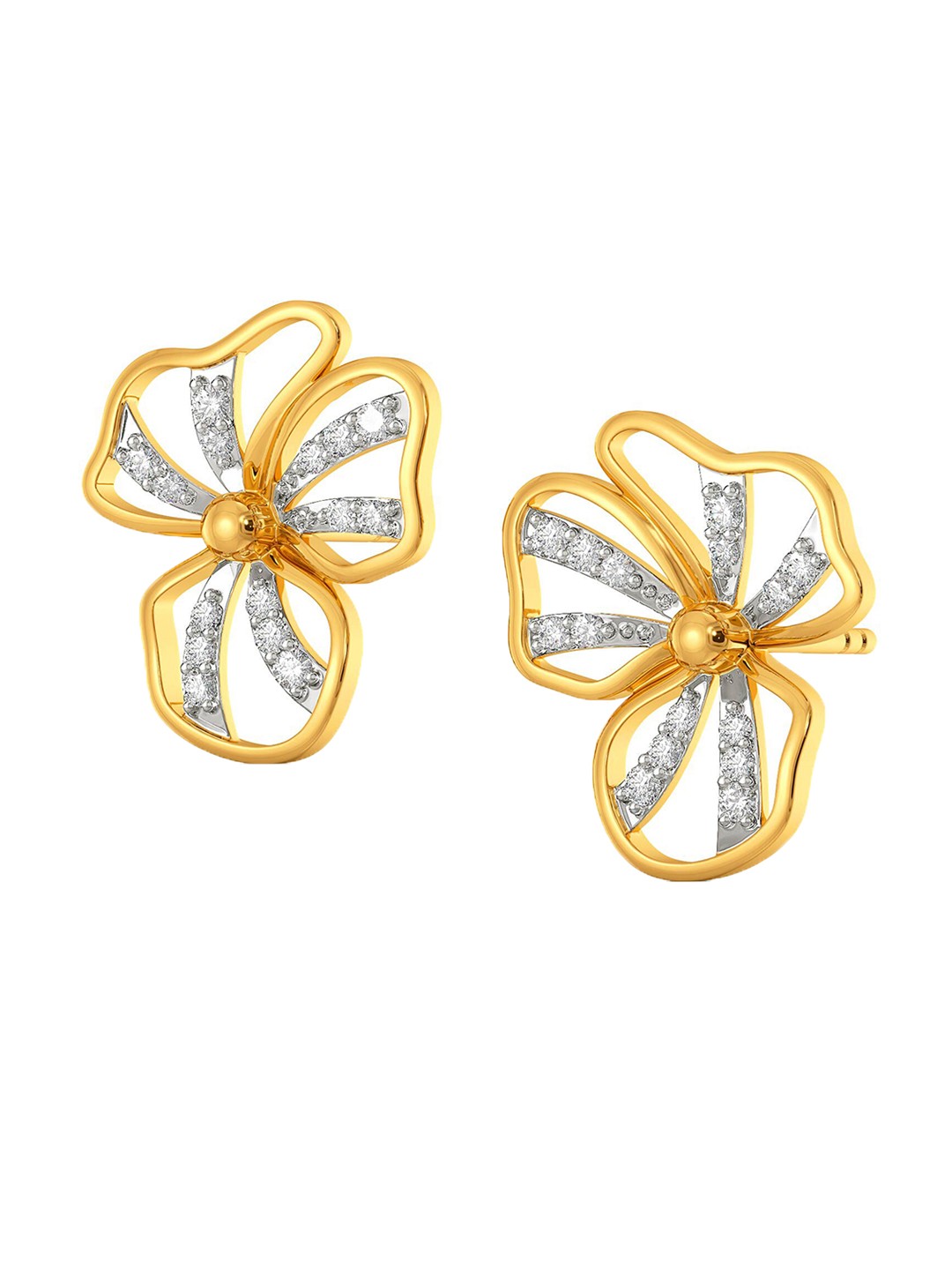 MELORRA Petal Petite Rhodium-Plated Diamond-Studded 18KT Gold Stud Earrings- 3.13gm
MELORRA Petal Petite Rhodium-Plated Diamond-Studded 18KT Gold Stud Earrings- 3.13gm