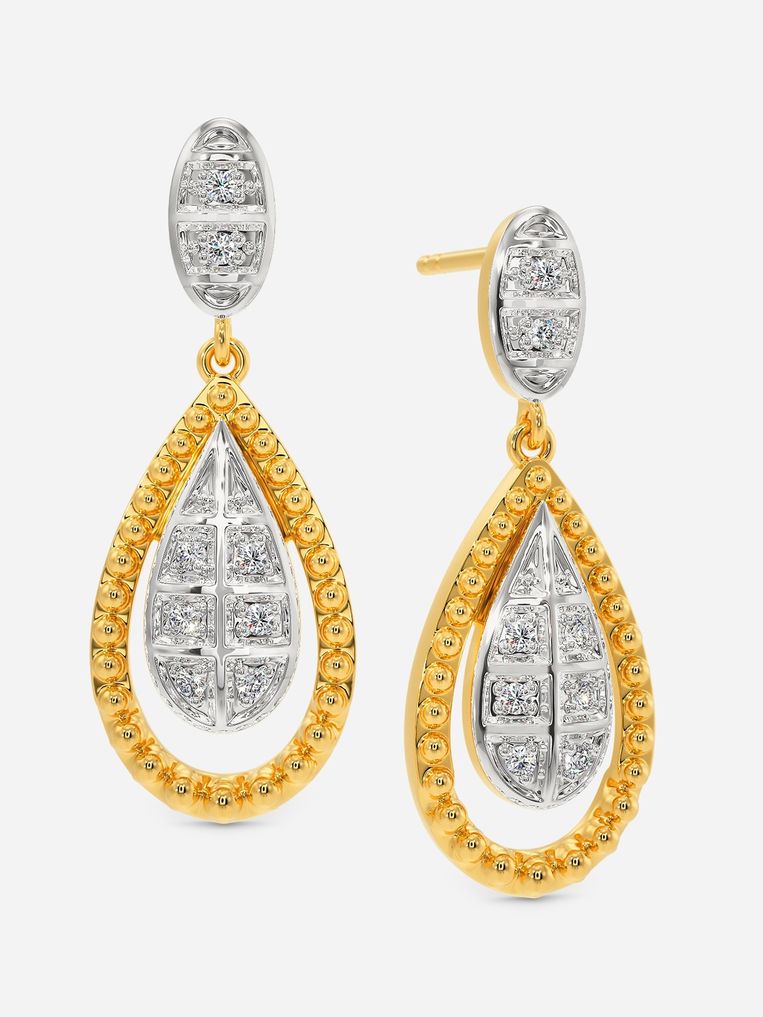 MELORRA Oh So Sixties Diamond-Studded Rhodium-Plated 18KT Gold Drop Earrings- 4.44 gm
MELORRA Oh So Sixties Diamond-Studded Rhodium-Plated 18KT Gold Drop Earrings- 4.44 gm