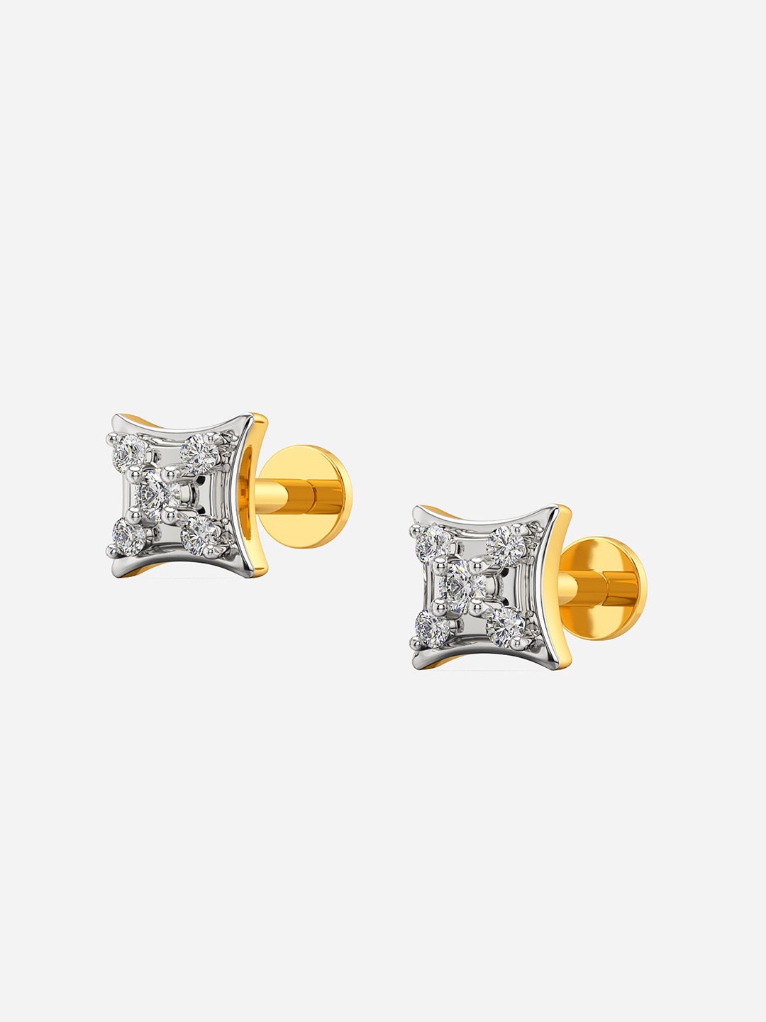 MELORRA Double Dancing Diamond-Studded Rhodium-Plated 18KT Gold Stud Earrings-1.31gm
MELORRA Double Dancing Diamond-Studded Rhodium-Plated 18KT Gold Stud Earrings-1.31gm