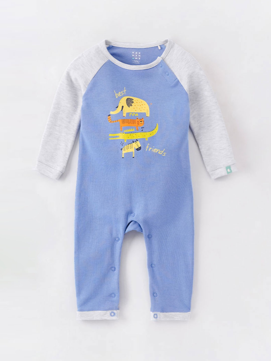 Ed-a-Mamma Baby Infants Boys Printed Cotton Rompers, Blue