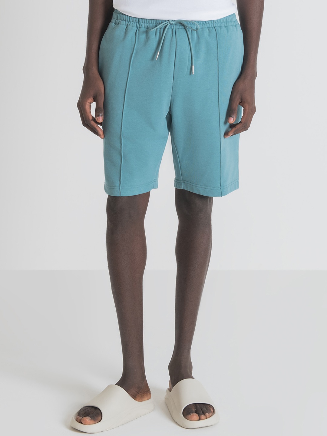 Antony Morato Men Mid-Rise Cotton Shorts, Blue