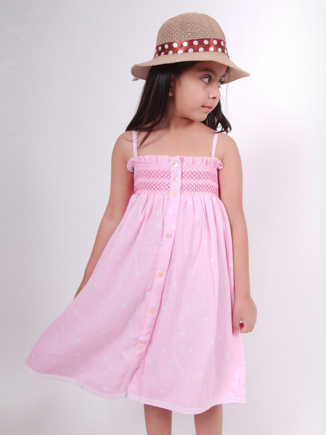 Little Carrot Girls Shoulder Straps Embordered Polka Dots Printed Cotton Empire Dress, Pink
Little Carrot Girls Shoulder Straps Embordered Polka Dots Printed Cotton Empire Dress, Pink