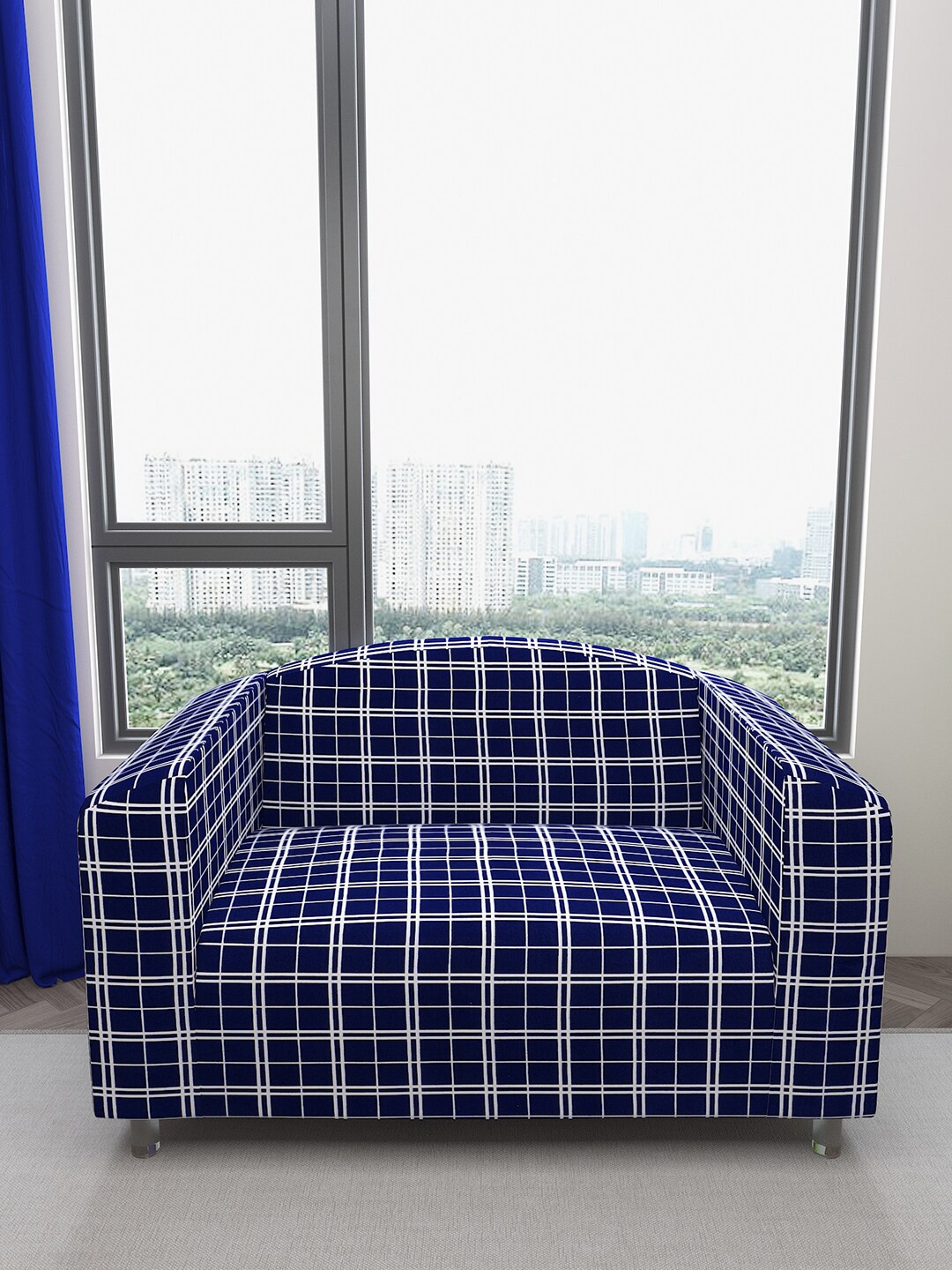 DREAM CARE Blue & White Checked Waterproof 2-Seater Sofa Cover With Anti Slip Foam Sticks
DREAM CARE Blue & White Checked Waterproof 2-Seater Sofa Cover With Anti Slip Foam Sticks