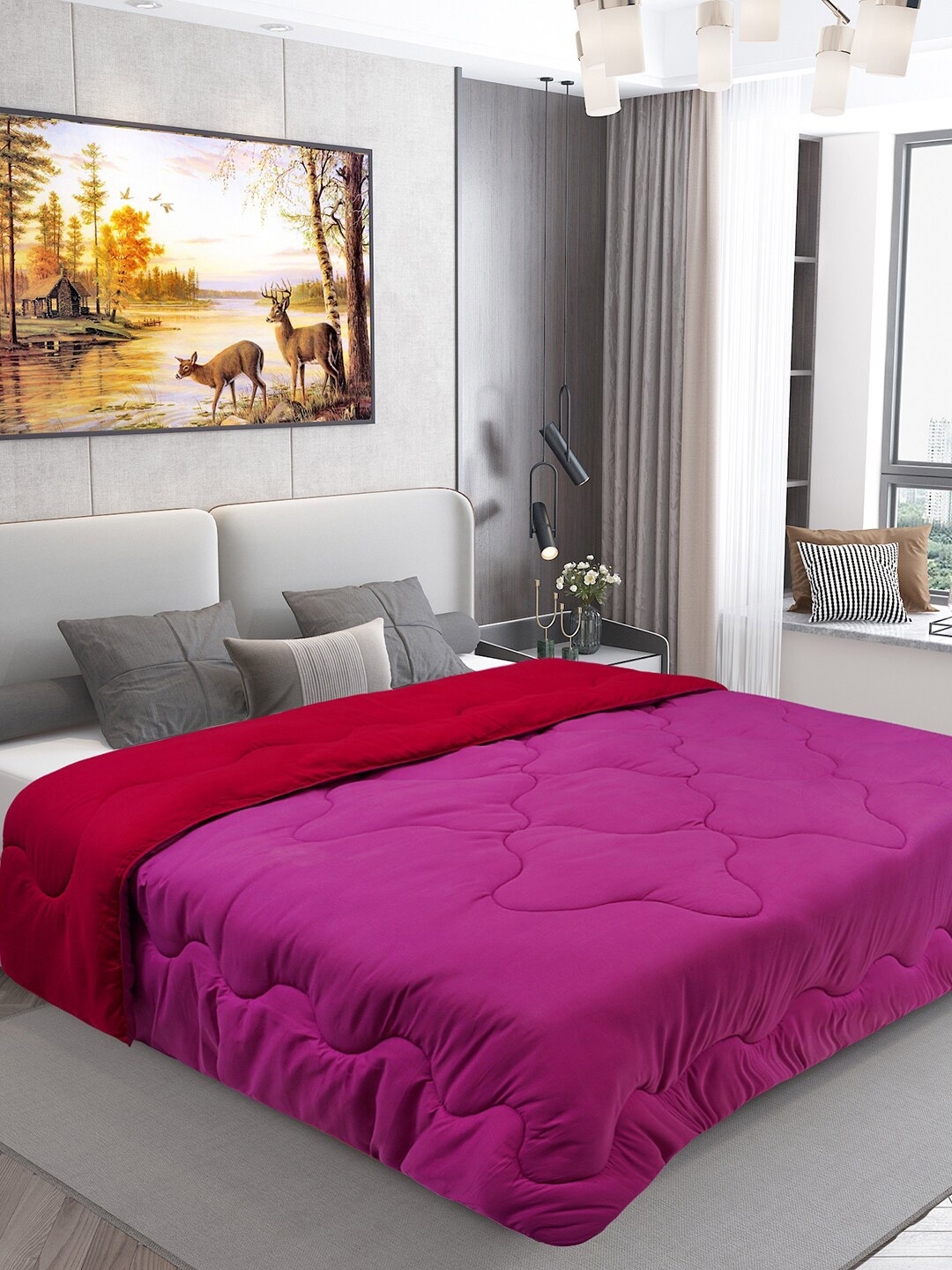 DREAM CARE Pink Geometric Microfiber Reversible AC Room 450 GSM Single Bed Comforter
DREAM CARE Pink Geometric Microfiber Reversible AC Room 450 GSM Single Bed Comforter