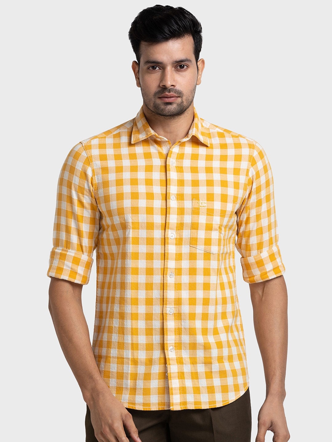ColorPlus Spread Collar Tailored Fit Gingham Checked Pure Cotton Casual Shirt, Yellow
ColorPlus Spread Collar Tailored Fit Gingham Checked Pure Cotton Casual Shirt, Yellow