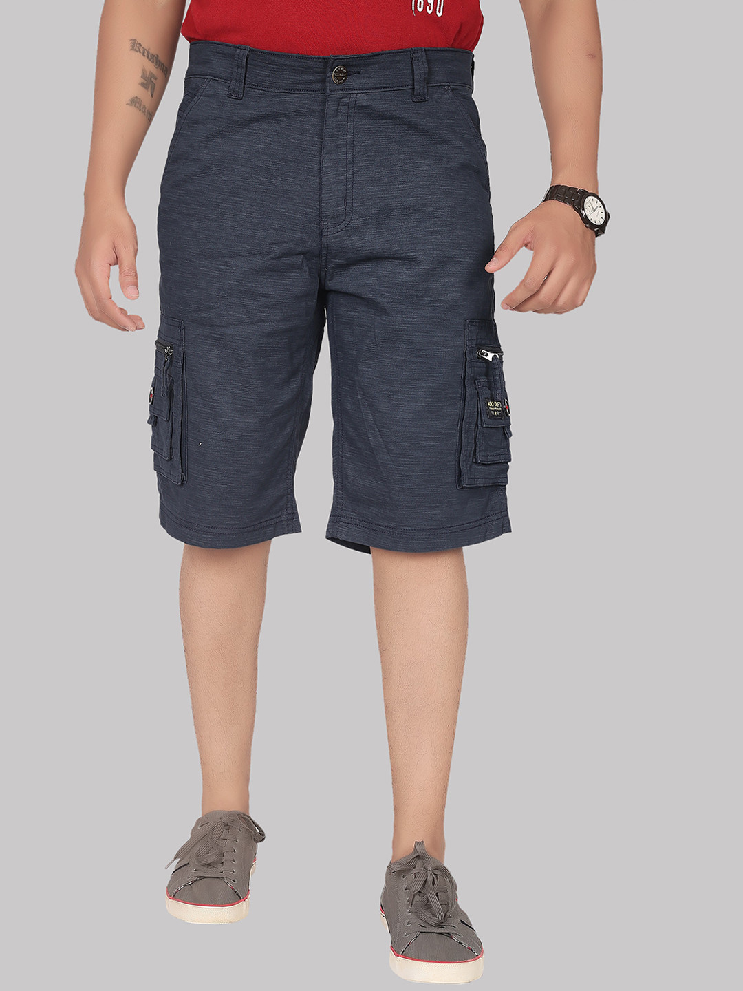 AEROCRAFT Men Cotton Mid-Rise Outdoor Cargo Shorts, Blue 
AEROCRAFT Men Cotton Mid-Rise Outdoor Cargo Shorts, Blue