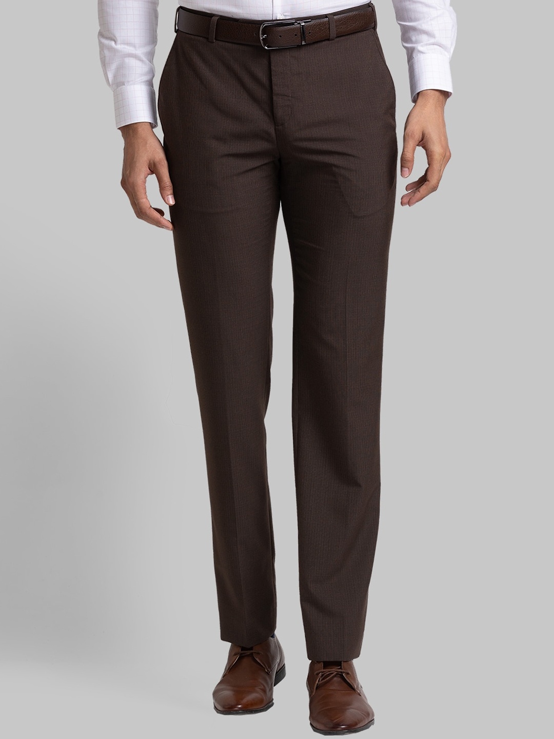 Raymond Men Contemporary-Fit Trousers, Brown