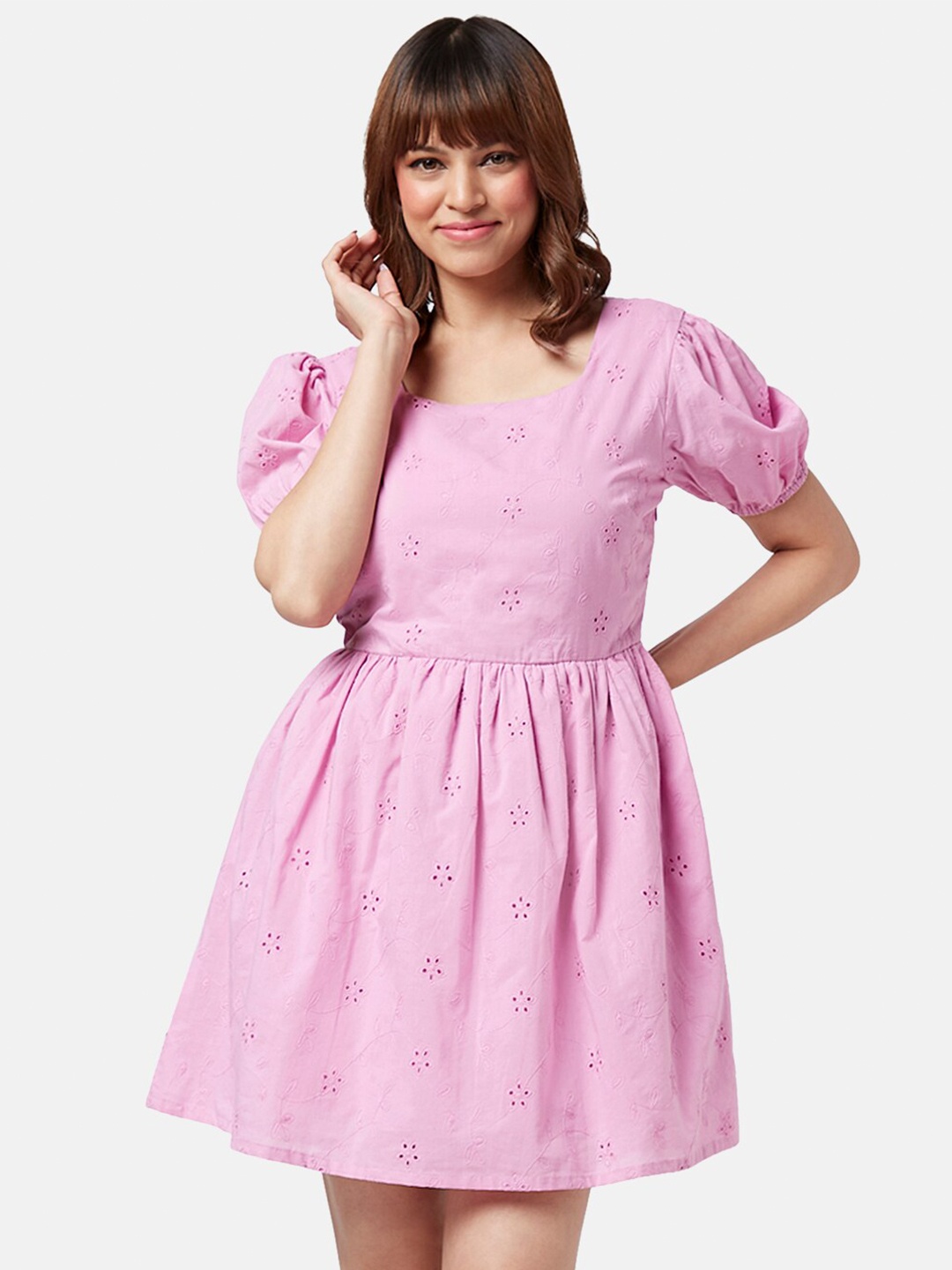 YU by Pantaloons Self Design Square Neck Puff Sleeves Cotton Fit & Flare Dress, Purple
YU by Pantaloons Self Design Square Neck Puff Sleeves Cotton Fit & Flare Dress, Purple