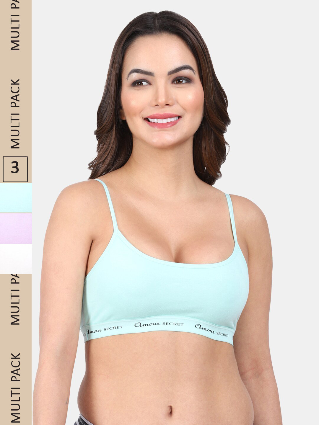 Amour Secret Pack Of 3 Non-Padded Full Coverage Everyday Bra, Blue 
Amour Secret Pack Of 3 Non-Padded Full Coverage Everyday Bra, Blue
