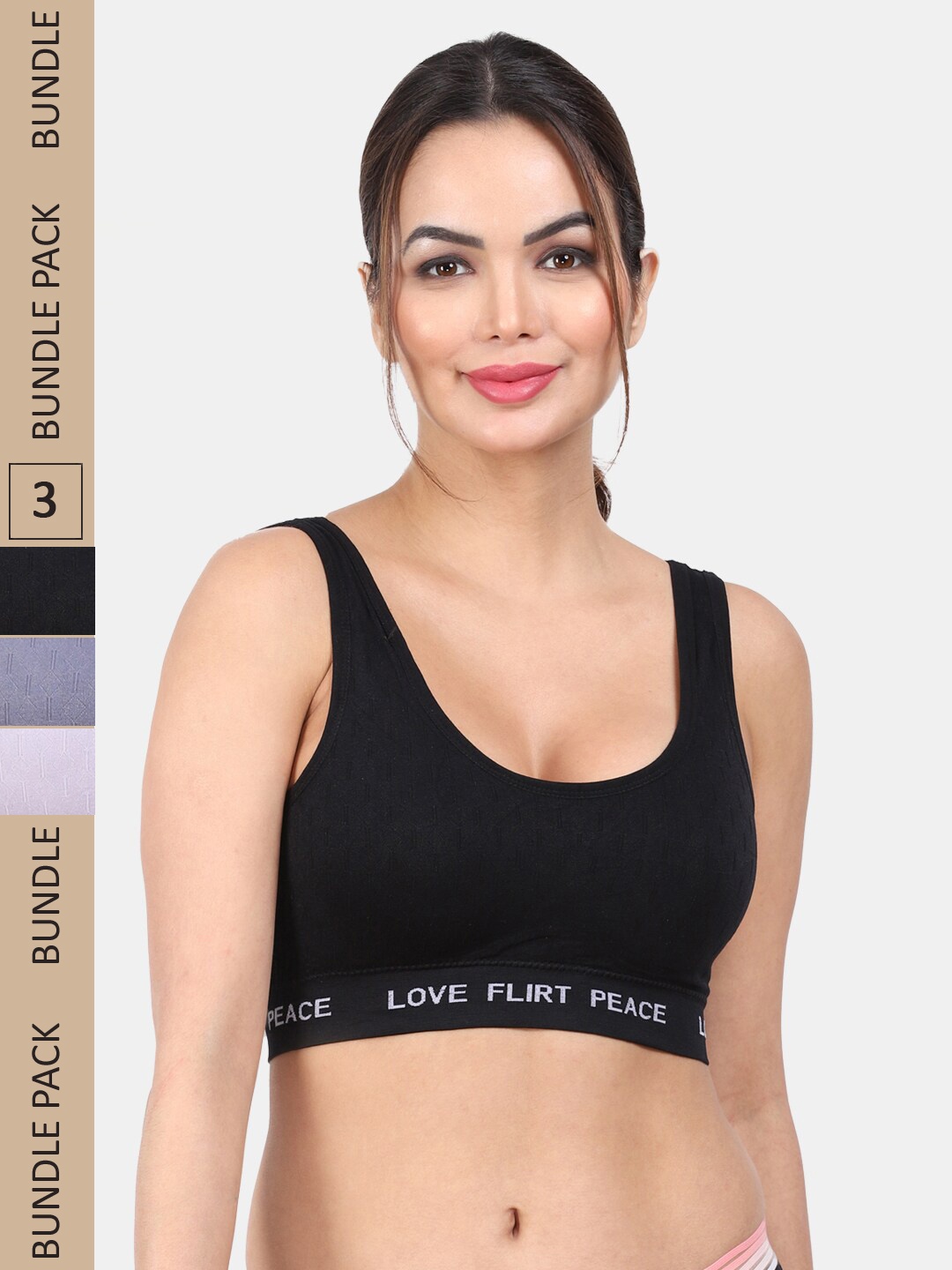 Amour Secret Pack Of 3 Lightly Padded Non-Wired Anti Odour Full Coverage Sports Bra, Black
Amour Secret Pack Of 3 Lightly Padded Non-Wired Anti Odour Full Coverage Sports Bra, Black