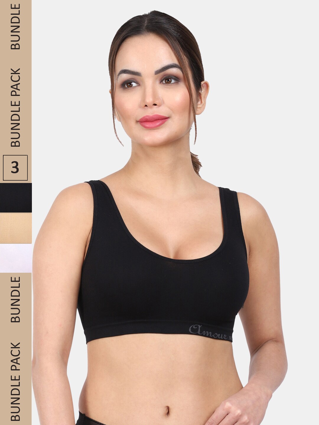 Amour Secret Pack Of 3 Non Padded Non-Wired Full Coverage Seamless Slip-On Bra, Black
Amour Secret Pack Of 3 Non Padded Non-Wired Full Coverage Seamless Slip-On Bra, Black