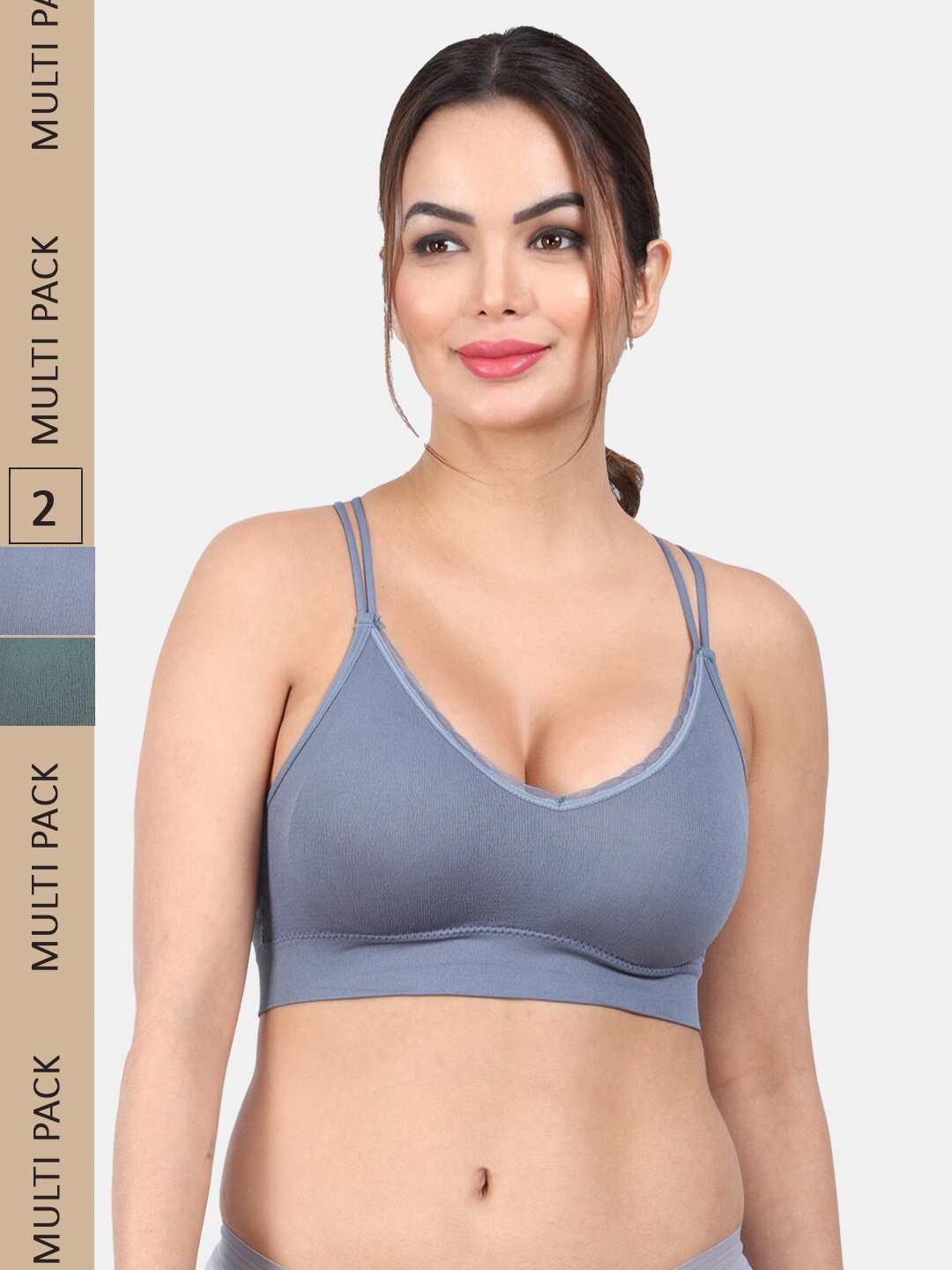 Amour Secret Pack Of 2 Lightly Padded Styled Back Anti Odour Full Coverage Sports Bra, Green
Amour Secret Pack Of 2 Lightly Padded Styled Back Anti Odour Full Coverage Sports Bra, Green