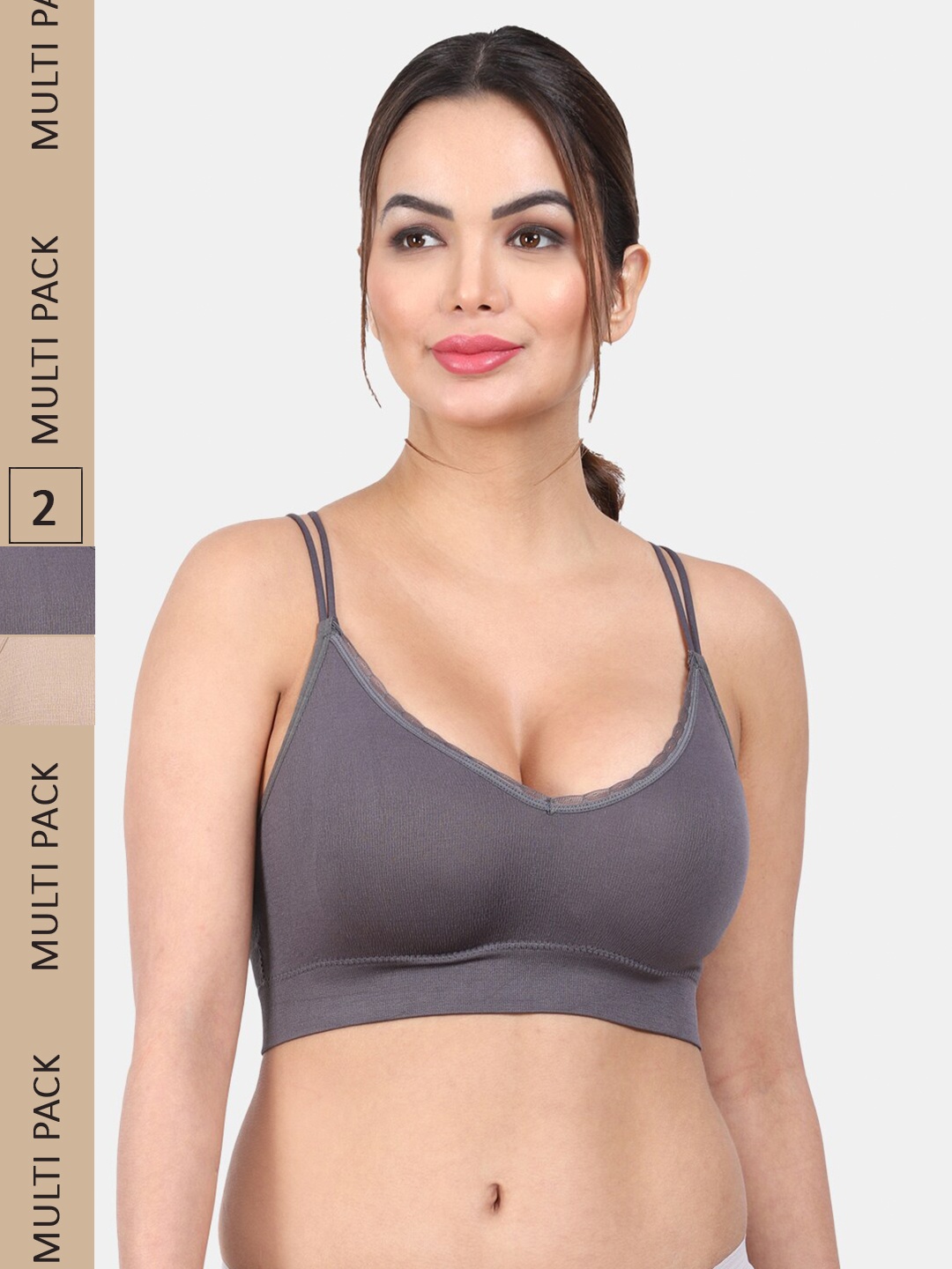 Amour Secret Pack Of 2 Lightly Padded Styled Back Anti Odour Full Coverage Sports Bra, Grey
Amour Secret Pack Of 2 Lightly Padded Styled Back Anti Odour Full Coverage Sports Bra, Grey