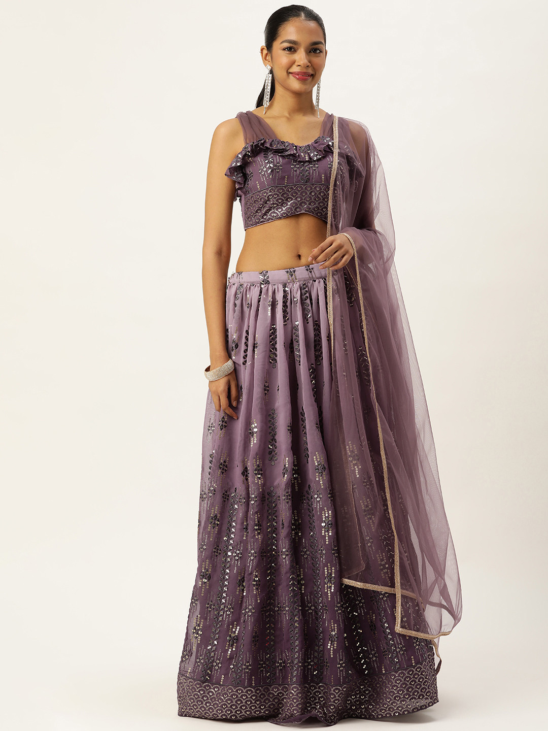 Ethnovog Embellished Sequinned Ready to Wear Lehenga & Blouse With Dupatta, Purple
Ethnovog Embellished Sequinned Ready to Wear Lehenga & Blouse With Dupatta, Purple