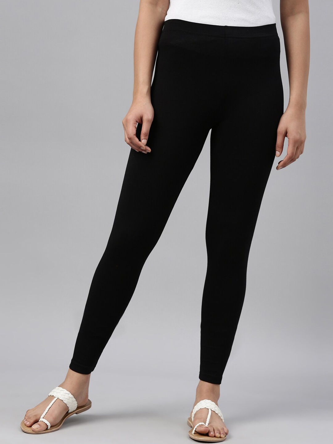Go Colors Slim Fit Ankle-Length Leggings, Black