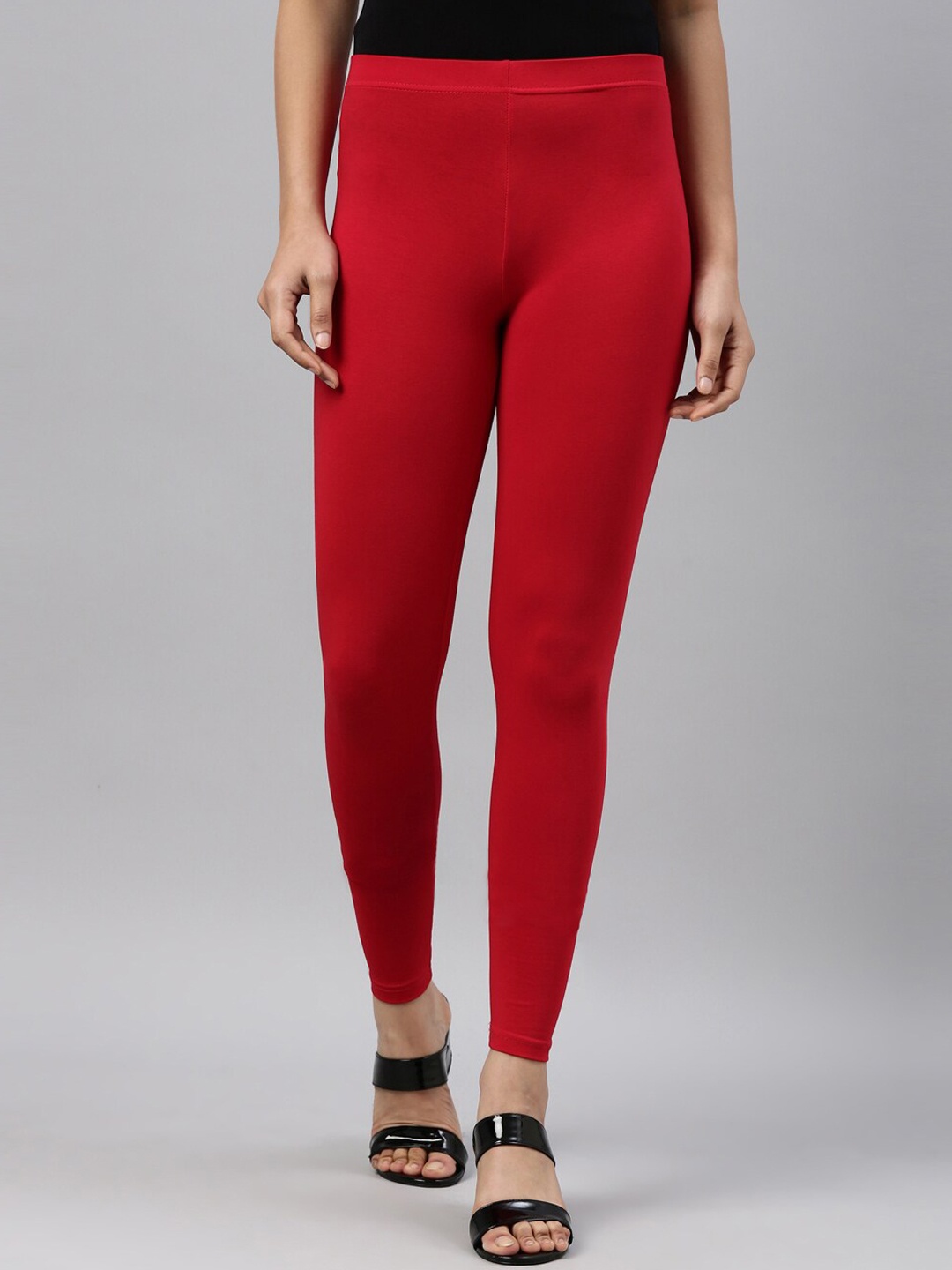 Go Colors Slim-Fit Ankle-Length Leggings, Red