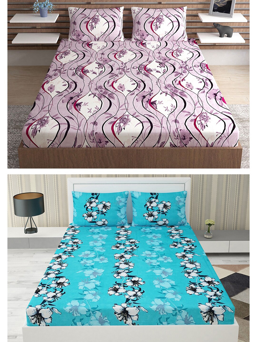 Urban Magic Blue & Pink Floral Printed 160 TC 2 Queen Bedsheets With 4 Pillow Covers
Urban Magic Blue & Pink Floral Printed 160 TC 2 Queen Bedsheets With 4 Pillow Covers